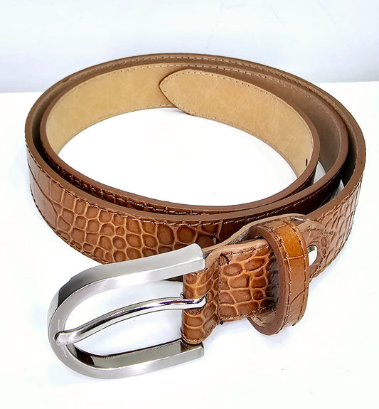 Ceinture croco camel