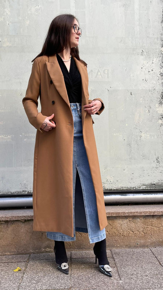 Manteau long camel Cléa